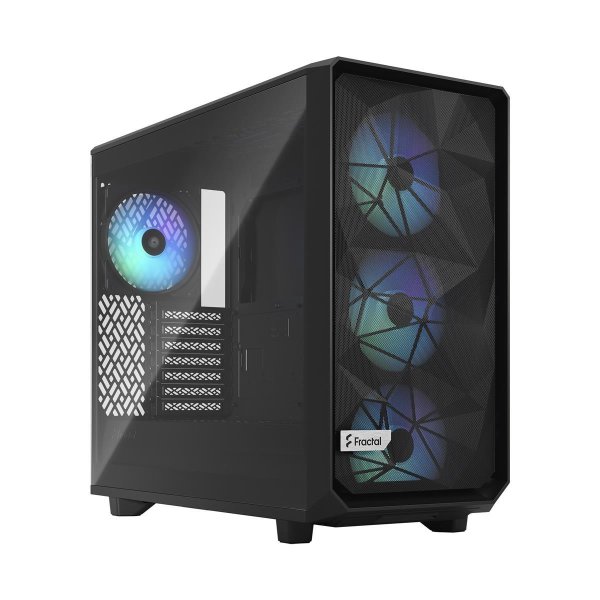 Fractal Design Meshify 2 Lite, PC, Schwarz, ATX, EATX, micro ATX, Mini-ITX, Stahl, Gehärtetes Glas, Multi, Taschenlüfter