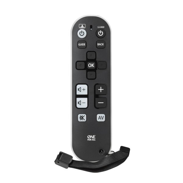 One for All Comfort URC6810, TV, IR Wireless, Drucktasten, Wiederaufladbar, Weiß, Schwarz