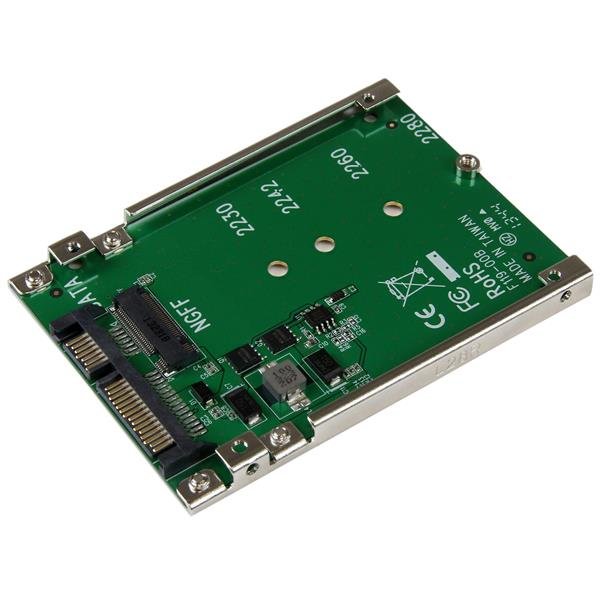 StarTech.com M.2 SATA SSD auf 2.5 Zoll SATA Adapter - M.2 NGFF auf SATA Konverter - 7mm - Open-Frame Gehäuse - M2 Festplattenadapter - Nicht kompatibel mit NVMe, SATA, M.2, Grün, CE, FCC, 6 Gbit/s, -40 - 85 °C