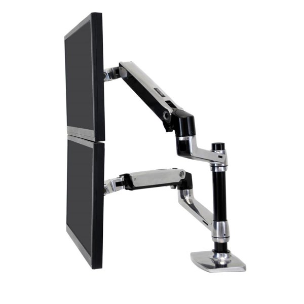 Ergotron LX Series Dual Stacking Arm, 18,1 kg, 61 cm (24"), 75 x 75 mm, 100 x 100 mm, Höhenverstellung, Silber