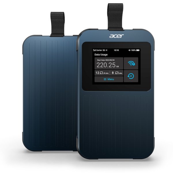 Acer Connect Enduro M3 5G Mobile Wi-Fi, 20GB international data, Modem/Router für Mobilfunknetze, Blau, Polycarbonat (PC), Thermoplastisches Urethan (TPU), TFT, 6,1 cm (2.4"), 802.11a, 802.11b, 802.11g, Wi-Fi 4 (802.11n), Wi-Fi 5 (802.11ac), Wi-Fi 6 (802.