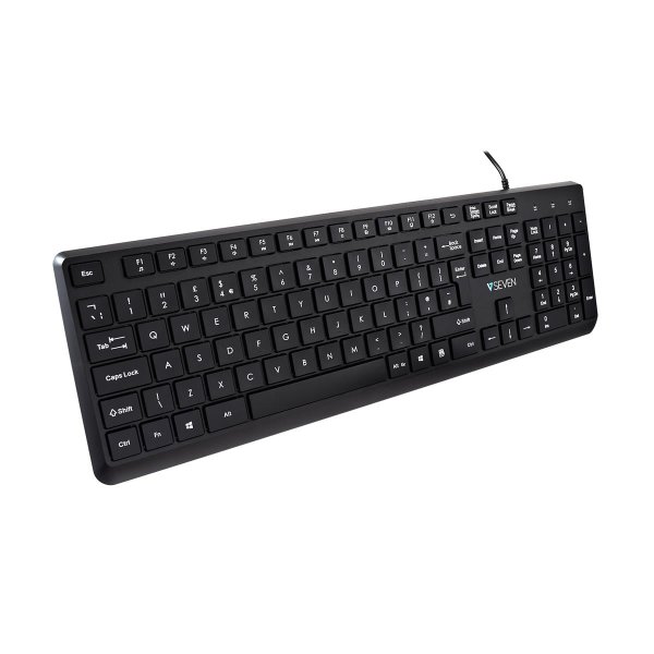 V7 KU350UK USB Pro Tastatur – UK, Volle Größe (100%), Kabelgebunden, USB, QWERTY, Schwarz