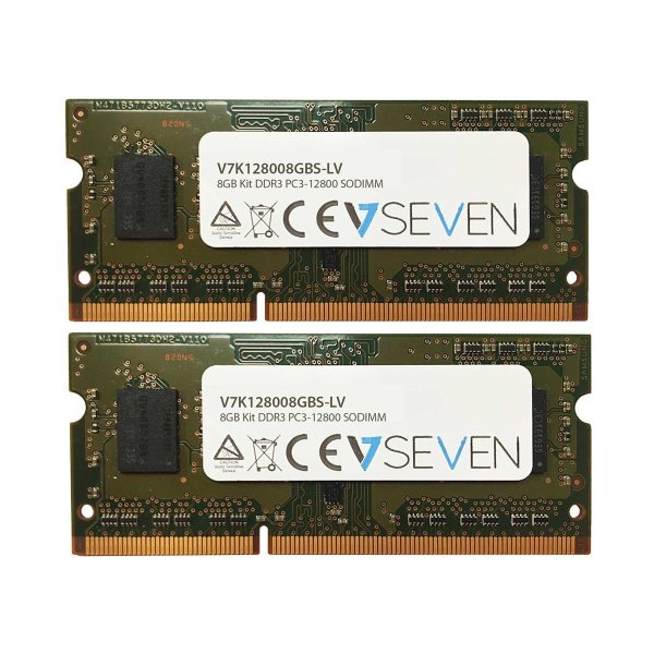 V7 8GB DDR3 PC3L-12800 - 1600MHz SO DIMM Arbeitsspeicher Modul - V7K128008GBS-LV, 8 GB, 2 x 4 GB, DDR3, 1600 MHz, 204-pin SO-DIMM