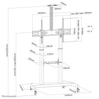 Neomounts Mobiler Flachbild Ständer, 100 kg, 152,4 cm (60"), 2,54 m (100"), 200 x 200 mm, 1000 x 600 mm