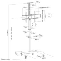 Neomounts Mobiler Flachbild Ständer, 50 kg, 94 cm (37"), 177,8 cm (70"), 200 x 200 mm, 600 x 400 mm