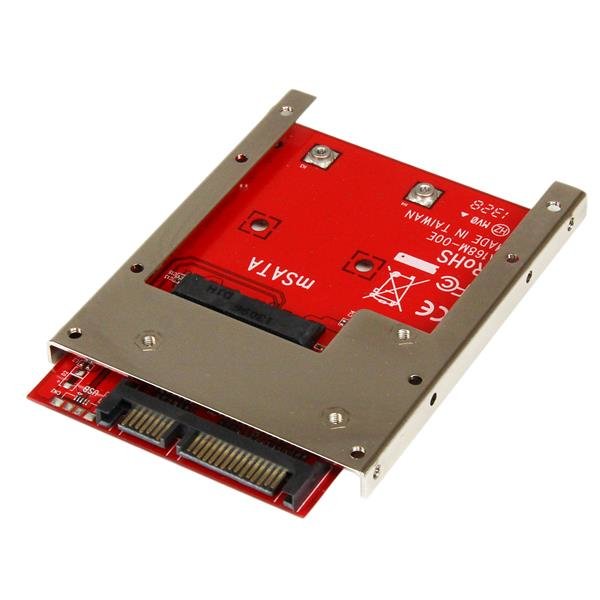 StarTech.com mSATA SSD auf 2,5 Zoll SATA Adapter / Konverter, SATA, mSATA, Schwarz, Rot, Silber, CE, FCC, 6 Gbit/s, -40 - 85 °C