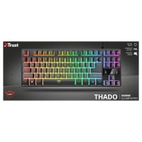 Trust GXT 833 Thado, Tenkeyless (80 - 87 %), Kabelgebunden, USB, Membran Key Switch, Schwarz, Silber