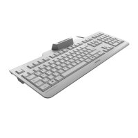 Cherry SECURE BOARD 1.0 Kabelgebundene Chipkarten Tastatur, Hell Grau, USB (QWERTZ - DE), Volle Größe (100%), Kabelgebunden, USB, Mechanischer Switch, QWERTZ, Grau