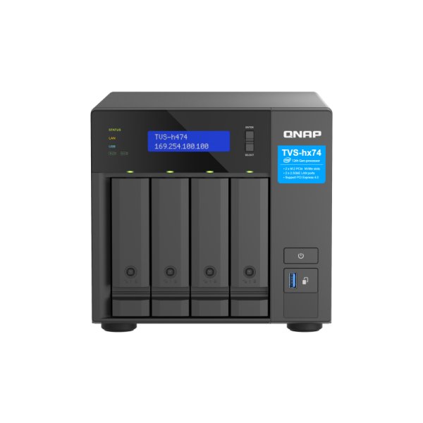 QNAP TVS-H474, NAS, Tower, Intel® Pentium®, G7400, Schwarz