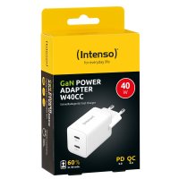 Intenso POWER ADAPTER 2XUSB-C GAN/7804012, Drinnen, AC, 20 V, Weiß