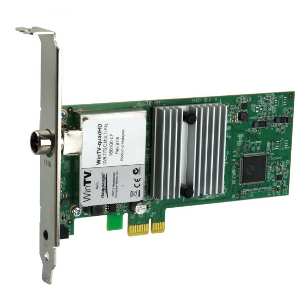 Hauppauge WinTV quadHD, DVB-C, DVB-T, DVB-T2, PCI Express, Schwarz, Grün, Weiß, 4 Signalempfänger, 148 mm, 68 mm