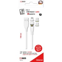 2GO 797317 - 1 m - USB B - USB C/Micro-USB B/Lightning - Weiß