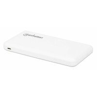 Manhattan Powerbank 10.000 mAh, Zwei USB-A-Ausgangsports (2,1 A und 1 A), zwei Eingangsports (USB-C und Micro-USB, jeweils 2 A), 10.000 mAh, weiß, 10000 mAh, Lithium Polymer (LiPo), Weiß