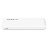 Manhattan Powerbank 10.000 mAh, Zwei USB-A-Ausgangsports (2,1 A und 1 A), zwei Eingangsports (USB-C und Micro-USB, jeweils 2 A), 10.000 mAh, weiß, 10000 mAh, Lithium Polymer (LiPo), Weiß