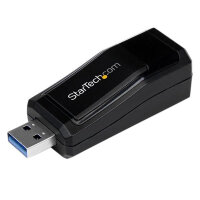 StarTech.com USB 3.0 auf Gigabit Ethernet Lan Adapter - Schwarz, Kabelgebunden, USB, Ethernet, 1000 Mbit/s, Schwarz