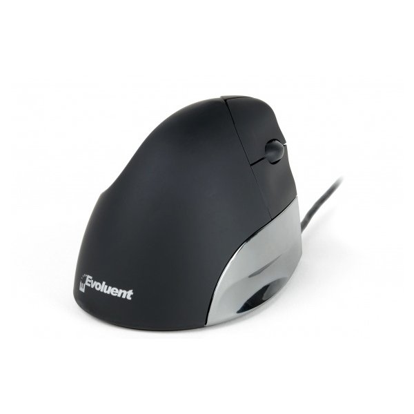 Bakker Evoluent Mouse Standard (Right Hand), rechts, Vertikale Ausführung, Optisch, USB Typ-A, 1500 DPI, Schwarz, Grau, Silber