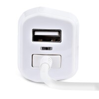 StarTech.com Zigarettenanzünder USB Ladegerät mit Lightning Spiralkabel, 1m Spiralkabel, 12W, 2 Port USB Auto Ladegerät Adapter für Handy und Tablet, Dual Kfz USB Schnellladegerät, Auto, Zigarettenanzünder, 5 V, 1 m, Weiß