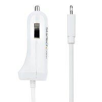 StarTech.com Zigarettenanzünder USB Ladegerät mit Lightning Spiralkabel, 1m Spiralkabel, 12W, 2 Port USB Auto Ladegerät Adapter für Handy und Tablet, Dual Kfz USB Schnellladegerät, Auto, Zigarettenanzünder, 5 V, 1 m, Weiß