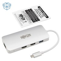 Tripp U442-DOCK12-S USB-C Dock, Dreifach-Display – HDMI, VGA, USB 3.x (5 Gbps), USB-A-Nabe, 100 W PD-Aufladung, USB 3.2 Gen 2 (3.1 Gen 2) Type-C, Silber, HDMI, USB 3.2 Gen 1 (3.1 Gen 1) Type-A, USB 3.2 Gen 2 (3.1 Gen 2) Type-C, VGA, China, USB, 60 W