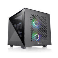 Thermaltake Divider 200 TG Air Micro, Micro Tower, PC, Schwarz, SPCC, Gehärtetes Glas, Gaming, Blau, Grün, Rot