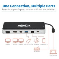 Tripp U442-DOCK16-B, Kabelgebunden, USB 3.2 Gen 1 (3.1 Gen 1) Type-C, 60 W, 10,100,1000 Mbit/s, Grau, 5 Gbit/s