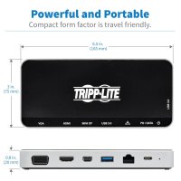 Tripp U442-DOCK16-B, Kabelgebunden, USB 3.2 Gen 1 (3.1 Gen 1) Type-C, 60 W, 10,100,1000 Mbit/s, Grau, 5 Gbit/s