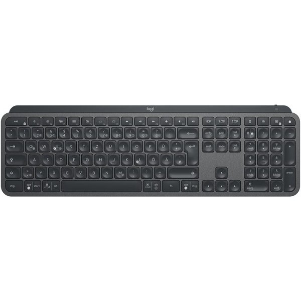 Logitech MX Keys, Volle Größe (100%), Kabellos, RF Wireless + Bluetooth, QWERTZ, Graphit