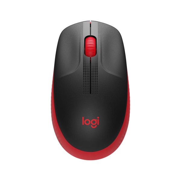 Logitech M190, Beidhändig, Optisch, RF Wireless, 1000 DPI, Schwarz, Rot