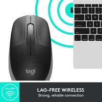 Logitech M190, Beidhändig, Optisch, RF Wireless, 1000 DPI, Schwarz, Grau