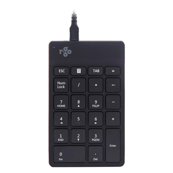 R-Go Tools Tastatur R-Go Numpad Break, ergonomischer Ziffernblock mit Pausensoftware, kabelgebunden, schwarz, USB, Universal, 1,5 m, Schwarz