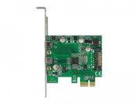 Delock PCI Express x1 Karte zu 2 x extern SuperSpeed USB (USB 3.2 Gen 1) USB Type-C™ Buchse, PCIe, USB 3.2 Gen 1 (3.1 Gen 1), Full-height / Low-profile, PCIe 2.0, VIA Technologies, VL805