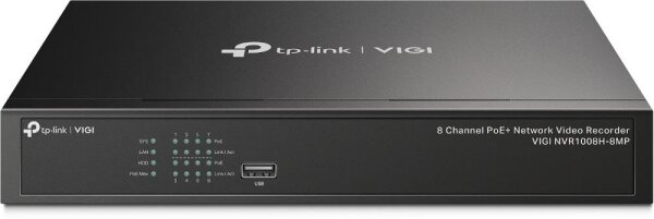 TP-LINK VIGI 8 Channel PoE+ Netzwerk-Video-Recorder, 8 Kanäle, 3840 x 2160 Pixel, 720p, 1080p, 2160p, 3840x2160,1920x1080, 1680x1050, 1440x900, 1280x1024, 1024x768, 1280x720, 1280x720@60fps, 1920x1080@60fps, 3840x2160@30fps, H.264, H.264+, H.265, H.265+