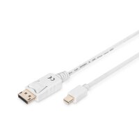DIGITUS AK-340102-030-W - DisplayPort Anschlusskabel, mini DP - DP St/St, 3.0m, m/Verriegelung, DP 1.1a konform, we