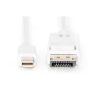 DIGITUS AK-340102-030-W - DisplayPort Anschlusskabel, mini DP - DP St/St, 3.0m, m/Verriegelung, DP 1.1a konform, we