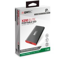 EMTEC X210 ELITE, 2 TB, USB Typ-C, 3.2 Gen 2 (3.1 Gen 2), 1100 MB/s, 10 Gbit/s, Schwarz, Rot