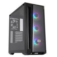 Cooler Master MasterBox MB520 ARGB, Midi Tower, PC, Schwarz, ATX, EATX, micro ATX, Mini-ITX, SSI CEB, Kunststoff, Stahl, Gehärtetes Glas, 16,5 cm