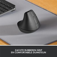 Logitech Lift, rechts, Vertikale Ausführung, Optisch, RF Wireless + Bluetooth, 4000 DPI, Graphit