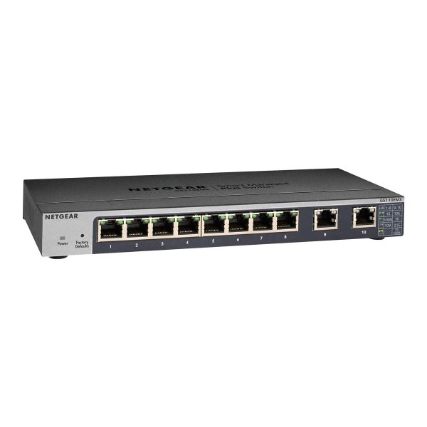 Netgear GS110EMX Managed L2 10G Ethernet (100/1000/10000) Schwarz, Managed, L2, 10G Ethernet (100/1000/10000), Rack-Einbau