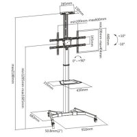 Techly ICA-TR46, Multimedia-Wagen, Schwarz, Kunststoff, Stahl, Flachbildschirm, 50 kg, 5 kg