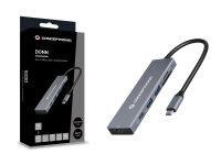 Conceptronic DONN23G 6-in-1 USB 3.2 Gen 1 Dockingstation, USB 3.0 x 2, 100W USB PD, 4K 60Hz HDMI, SD, TF/MicroSD, Kabelgebunden, USB 3.2 Gen 1 (3.1 Gen 1) Type-C, 100 W, Grau, MicroSD (TransFlash), SD, SDHC, SDXC, 4K Ultra HD