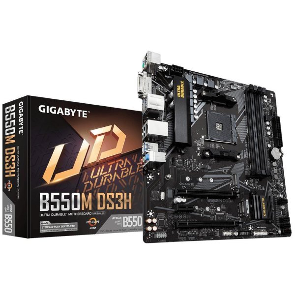 Gigabyte B550M DS3H, AMD, Sockel AM4, 3rd Generation AMD Ryzen™ 3, 3rd Generation AMD Ryzen 5, 3rd Generation AMD Ryzen™ 7, 3rd..., Sockel AM4, 128 GB, DDR4-SDRAM