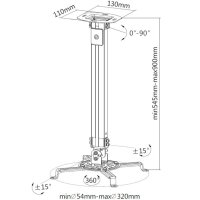 Techly ICA-PM-18M, Zimmerdecke, 13,5 kg, Silber, 545 - 900 mm, 360°, -15 - 15°