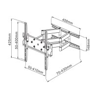 Techly ICA-PLB 147M, 58,4 cm (23"), 139,7 cm (55"), 50 x 50 mm, 400 x 400 mm, -12 - 0°, Schwarz