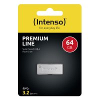 Intenso Premium Line, 64 GB, USB Typ-A, 3.2 Gen 1 (3.1 Gen 1), 100 MB/s, Ohne Deckel, Silber