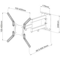 Techly ICA-PLB-136M, 58,4 cm (23 Zoll), 139,7 cm (55 Zoll), 100 x 100 mm, 400 x 400 mm, -2 - 12°, Schwarz