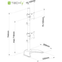 Techly ICA-LCD-2520V, Freistehend, 20 kg, 33 cm (13 Zoll), 68,6 cm (27 Zoll), 75 x 75 mm, 100 x 100 mm