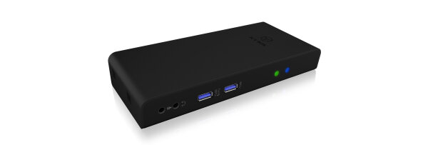 ICY BOX IB-DK2251AC, Kabelgebunden, USB 3.2 Gen 2 (3.1 Gen 2) Type-A, 3,5 mm, 10,100,1000 Mbit/s, Schwarz, 5 Gbit/s