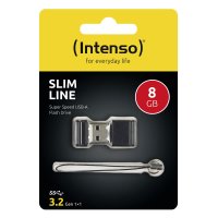 Intenso Slim Line, 8 GB, USB Typ-A, 3.2 Gen 1 (3.1 Gen 1), 100 MB/s, Kappe, Schwarz