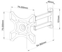 Techly ICA-LCD-2923B, 75 x 75 mm, 200 x 200 mm, 0 - 15°, 0 - 180°, 360°, Schwarz