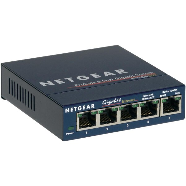 Netgear GS105, Unmanaged, Gigabit Ethernet (10/100/1000), Vollduplex